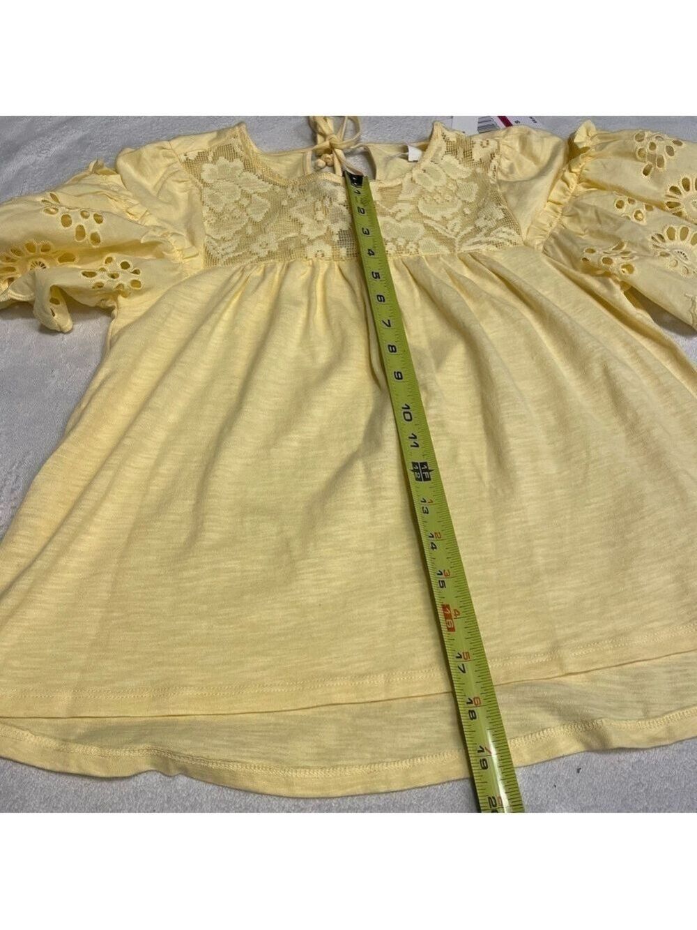 Cottage core top, yellow peasant blouse, lace, ruffles - Picture 11 of 14